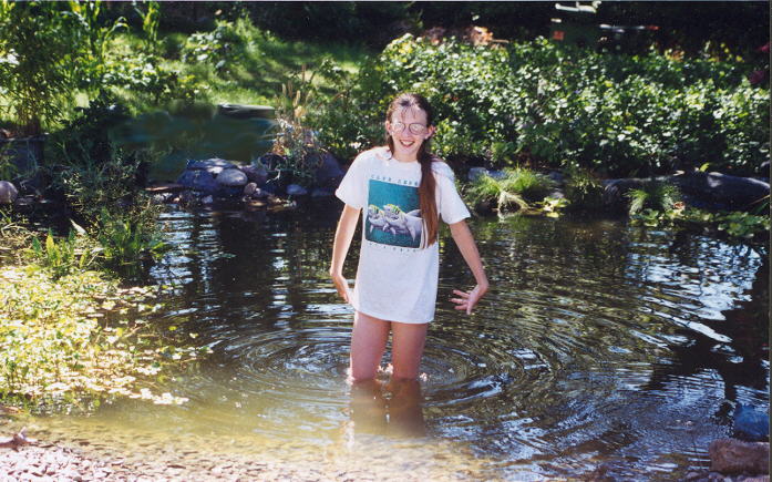 My niece Eileen in the 
pond
